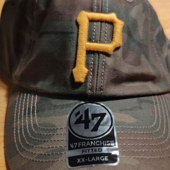 47 Brand Pittsburgh Pirates Camo XXL Stretchfit Hat - New - Picture 2 of 9